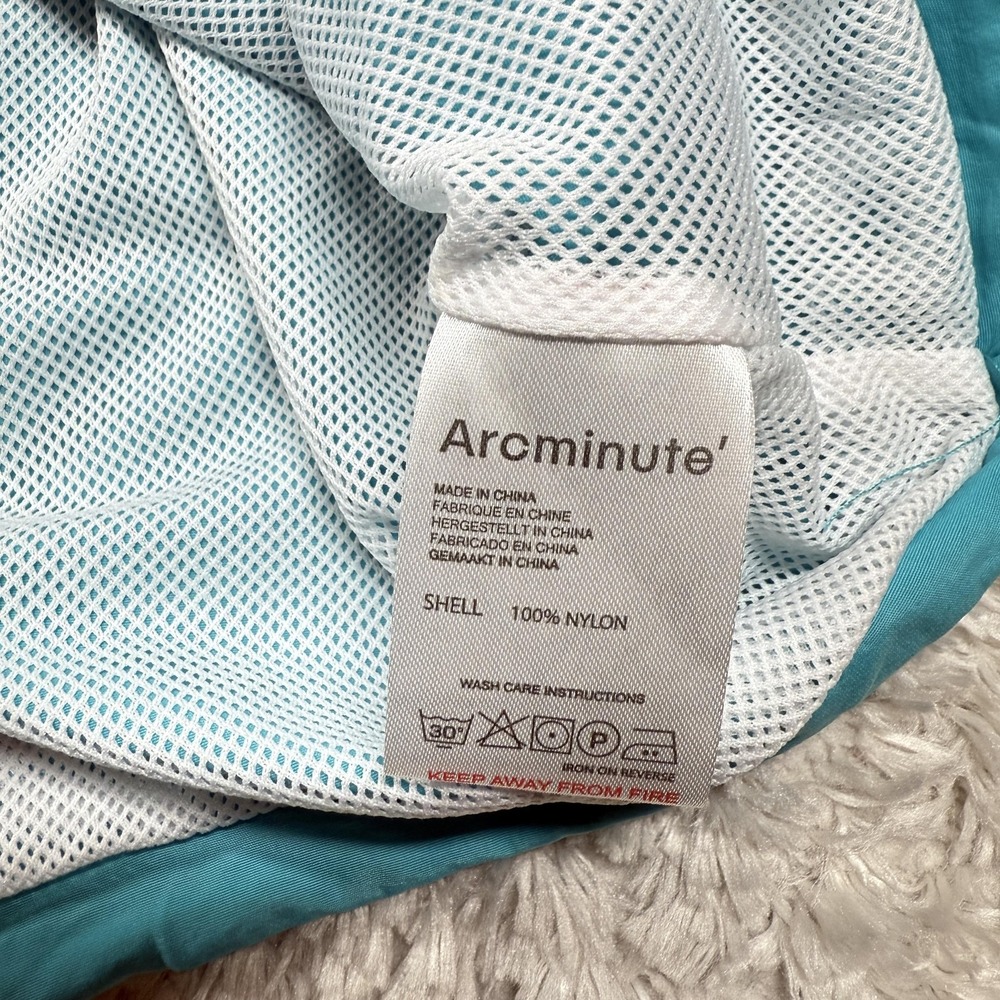 Arcminute Jacket Men XL Blue Windbreaker Hooded Zip Outerwear Street Spell Out - Picture 6 of 9